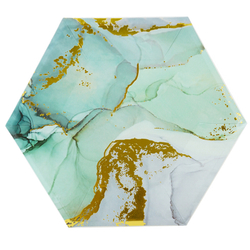 Тарелки фигурные "Мрамор" Небесно-голубой / многогранник