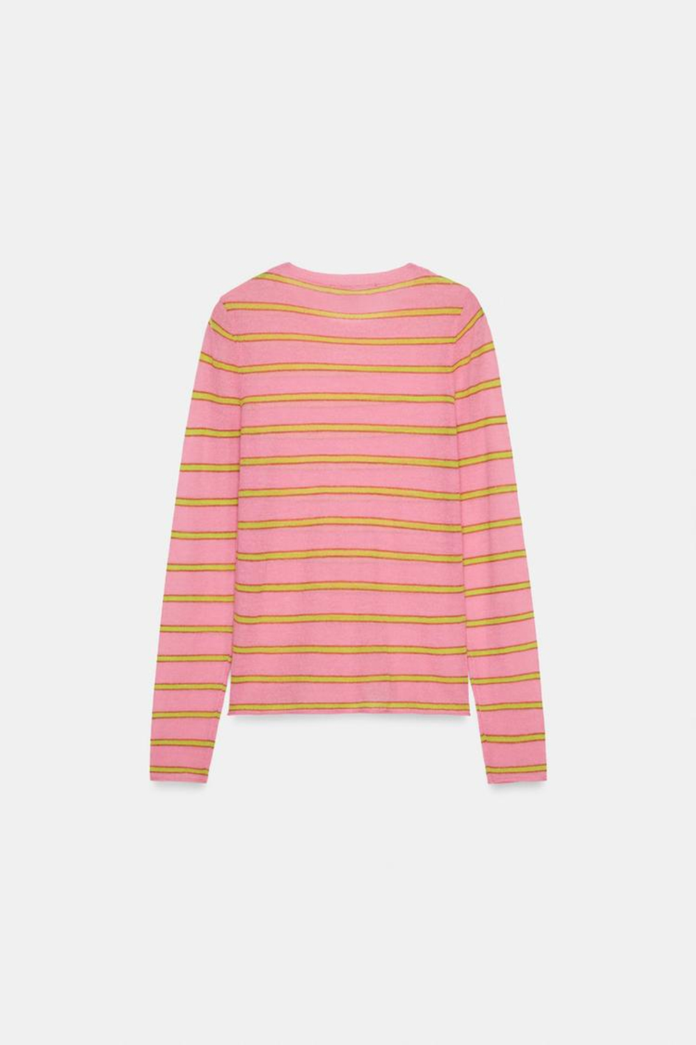 ZARA ДЖЕМПЕР ИЗ ШЕРСТИ В ПОЛОСКУ, РОЗОВЫЙ