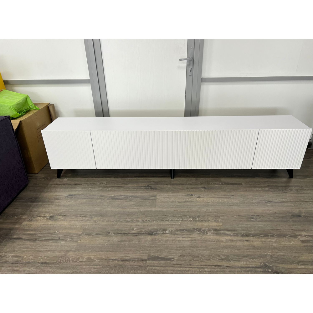 Тумба под телевизор подвесная Белый снег Софт, Паола, 213х35х35,8 см