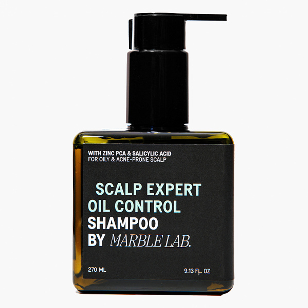 Marble Lab Себорегулирующий бессульфатный шампунь для жирной кожи головы c цинком PCA и салициловой кислотой, 270 мл