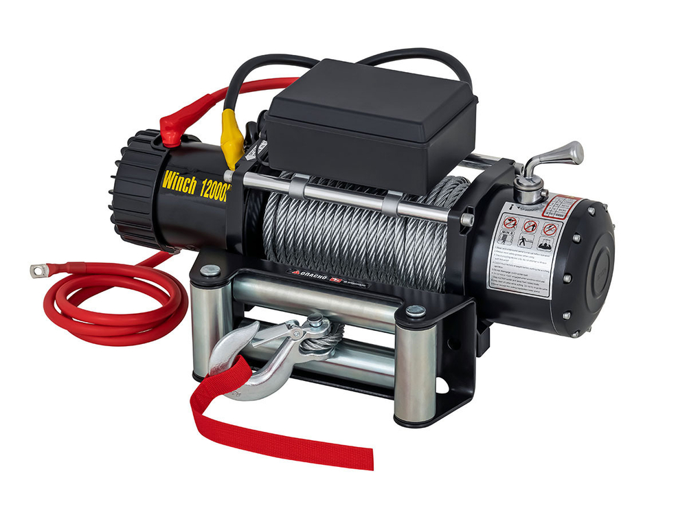 Лебёдка электрическая 12V Electric Winch 12000 lbs 5443 кг роликовые губки, стальной трос