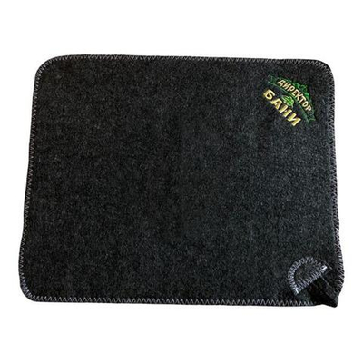 Коврик банный серый с вышивкой "Директор бани" 30% шерсть/70% полиэфир