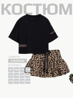 Летний костюм для девочки с юбкой-шорты