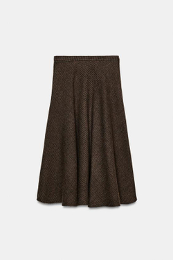 ZARA ЮБКА ИЗ СМЕСОВОЙ ШЕРСТИ «ГУСИНАЯ ЛАПКА» — ZW COLLECTION, РАЗНОЦВЕТНЫЙ