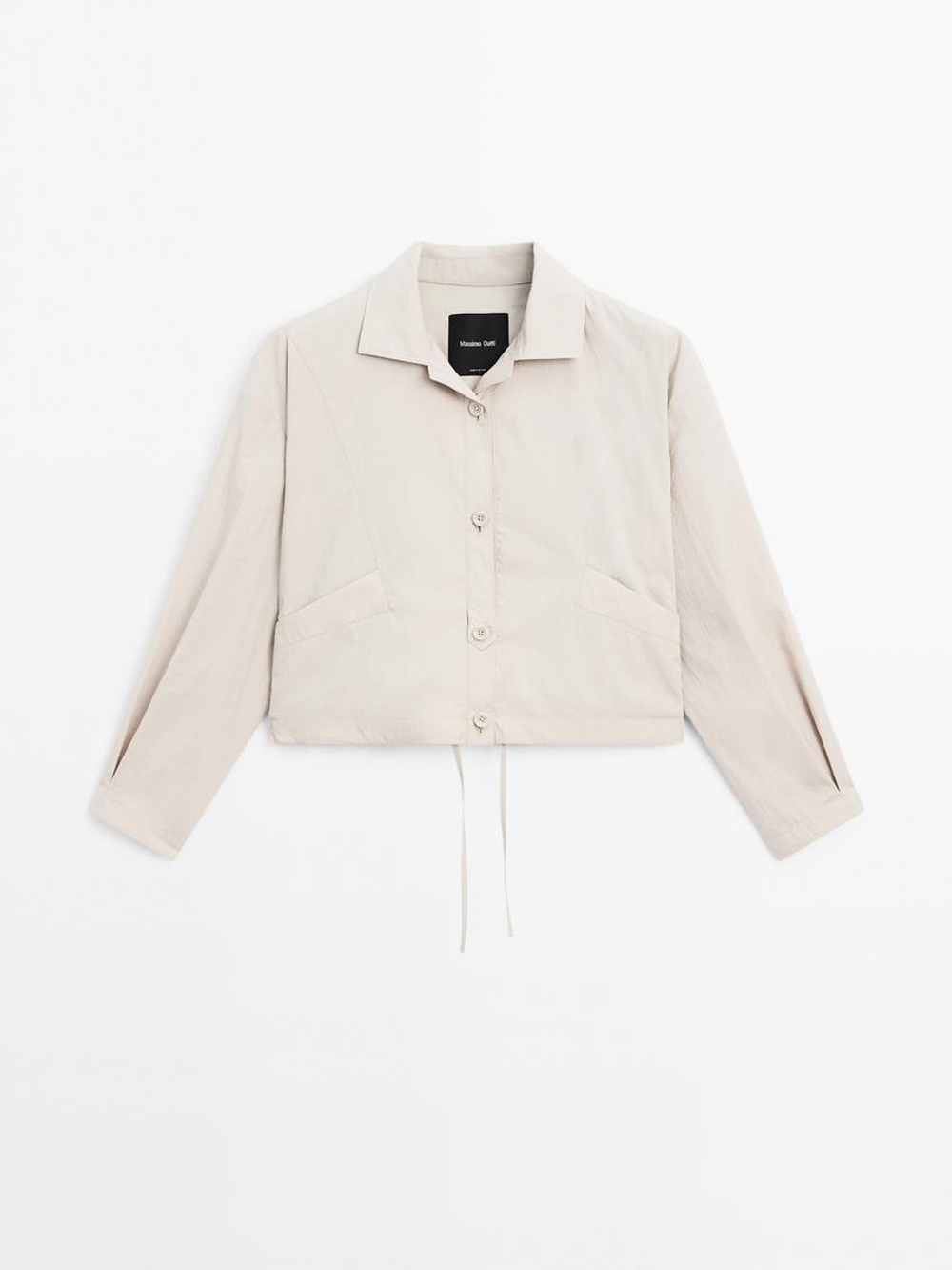 Massimo Dutti Бомбер со швами и сборкой, экрю