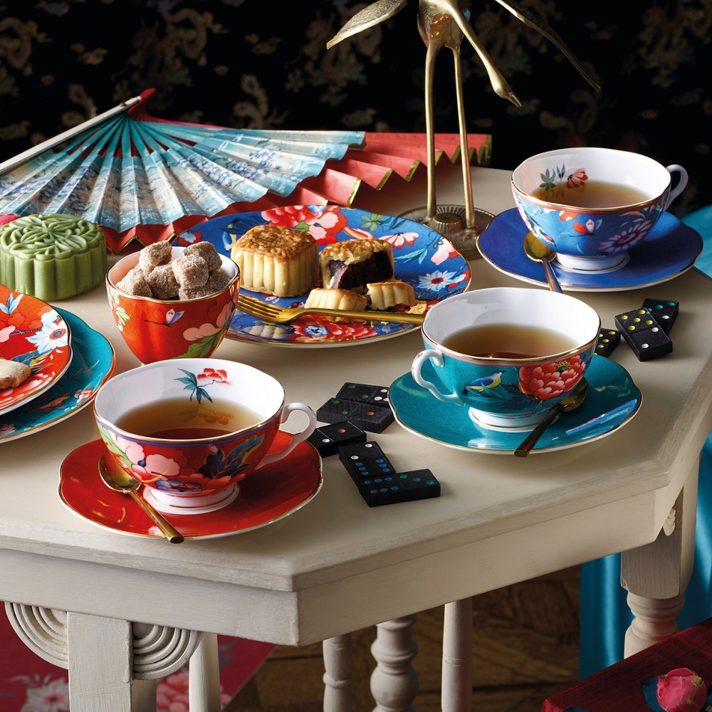 Wedgwood Коралловая чайная чашка с блюдцем Paeonia Blush 320 мл