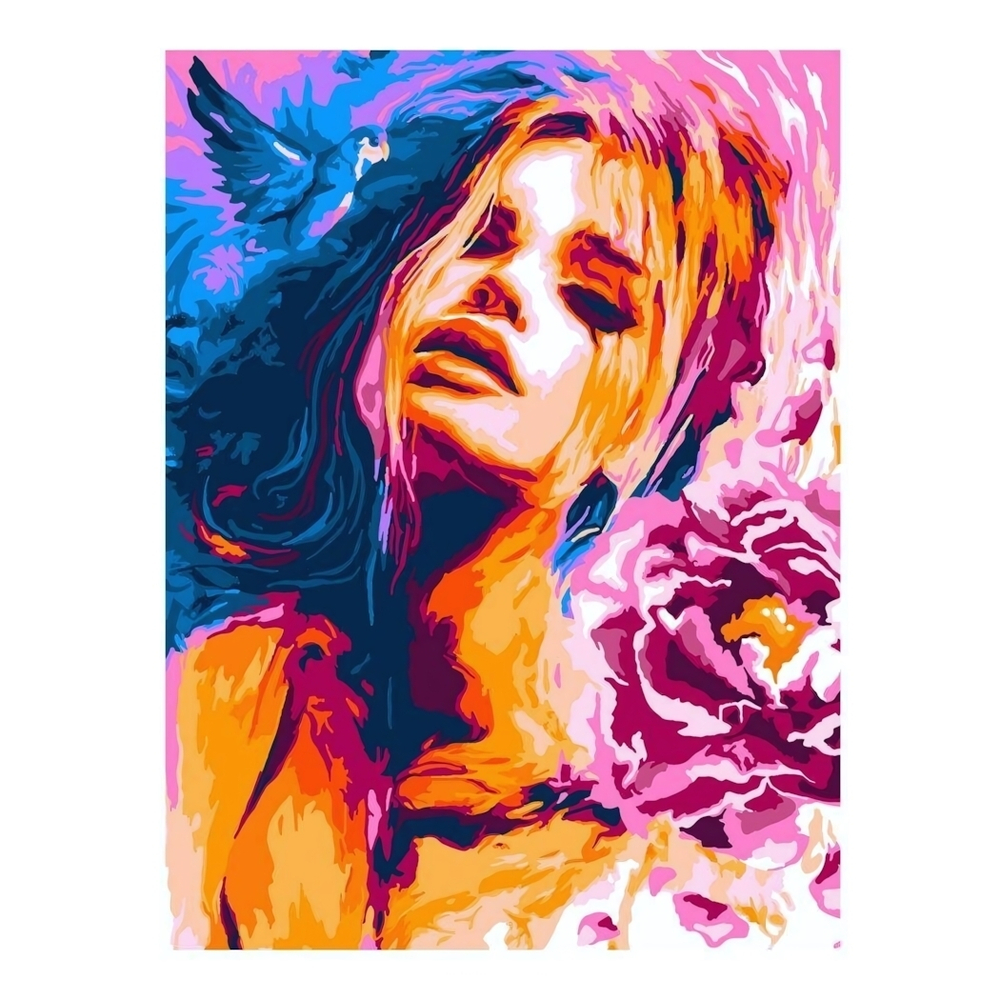 Картина по номерам 28,5*38см "Девушка с цветком" (Lori)