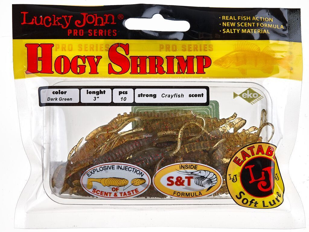 Мягкая приманка Lucky John Series HOGY SHRIMP 3.0in (76 мм), цвет SB05, 10 шт.