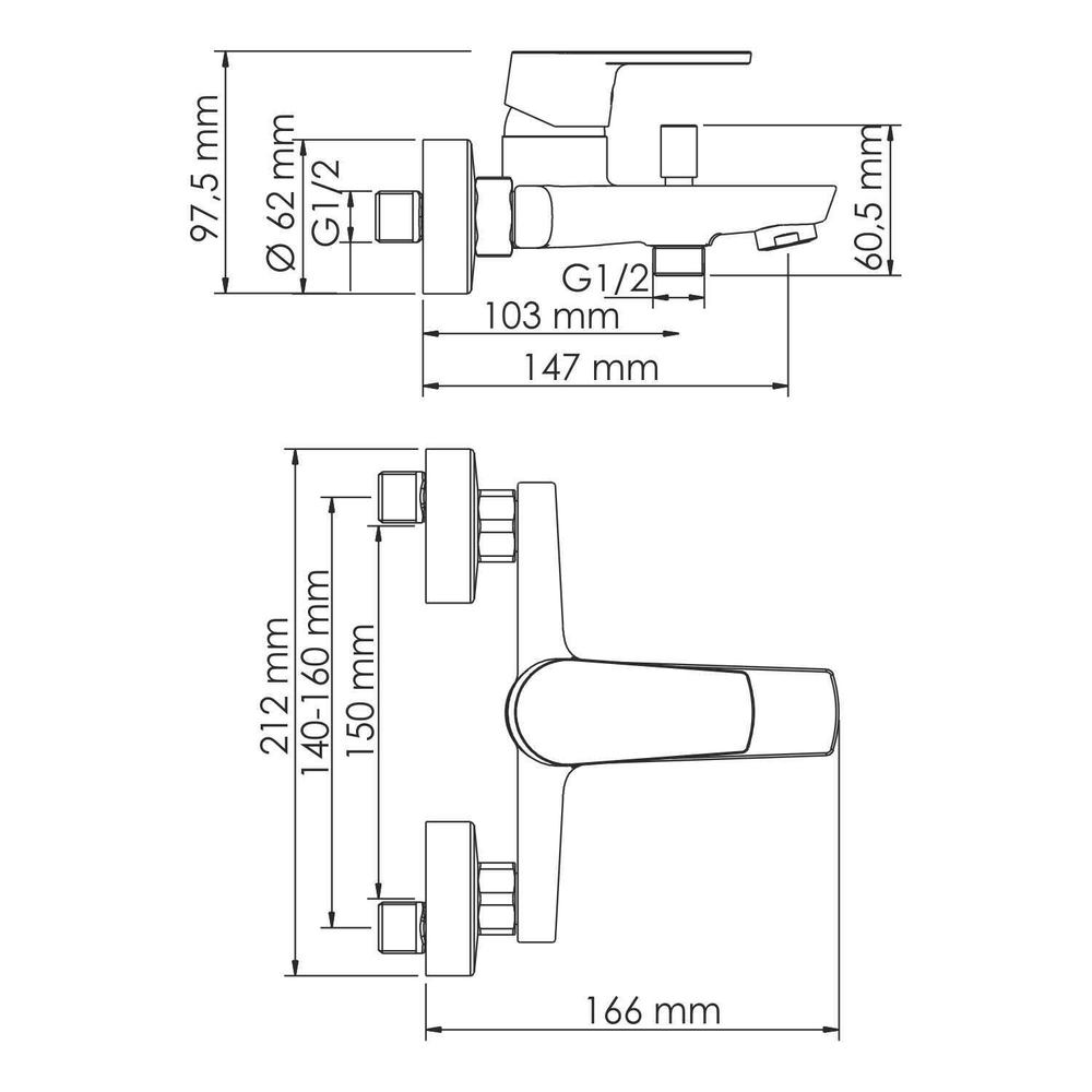 Dill 6101 Смеситель для ванны с коротким изливом