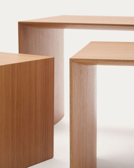 Litto Комплект из 3-х столиков из дубового шпона с отделкой натурального цвета