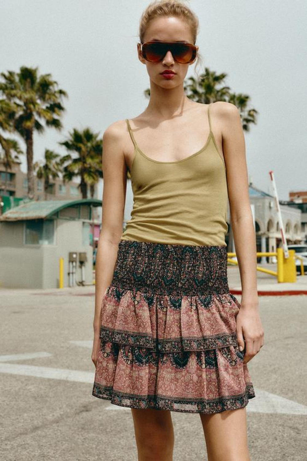 ZARA МИНИ-ЮБКА С ПРИНТОМ «СОТЫ», РАЗНОЦВЕТНЫЙ