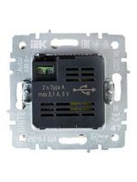 BRITE Розетка USB A+A 5В 3,1А РЮ10-1-БрА алюминий IEK