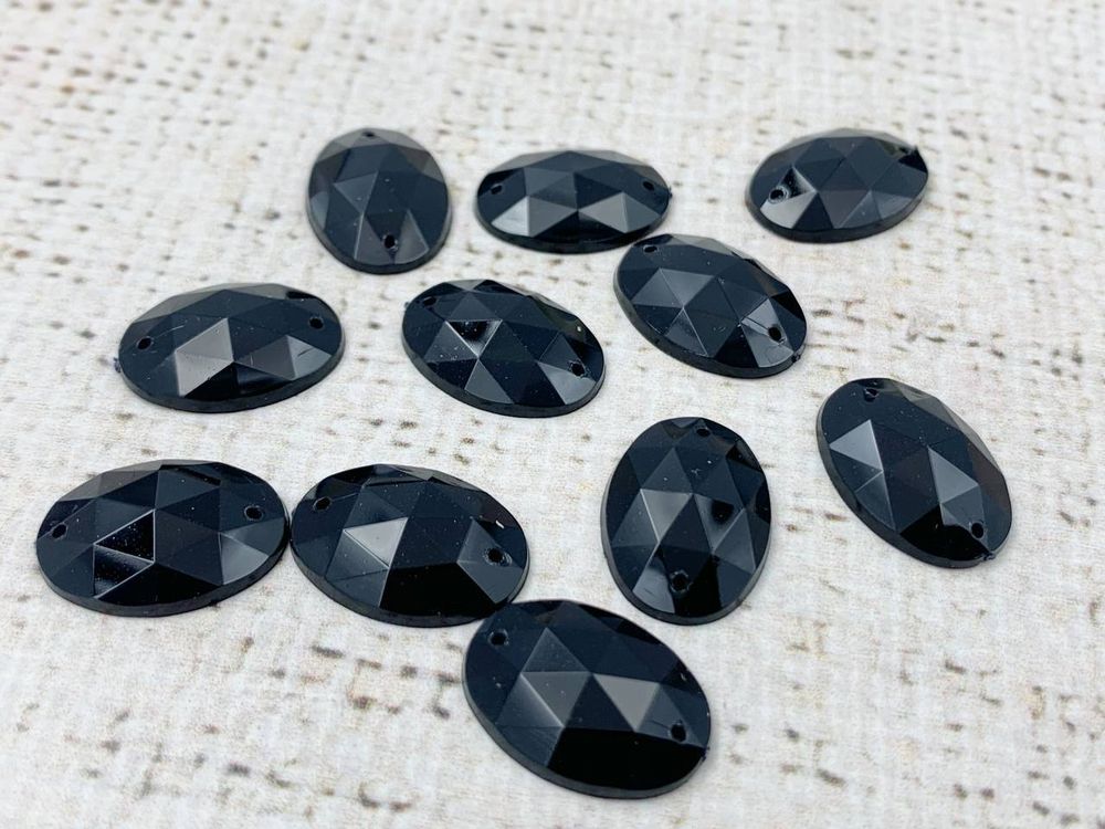 Стразы пришивные акрил, d 1,4х1 см, чёрный