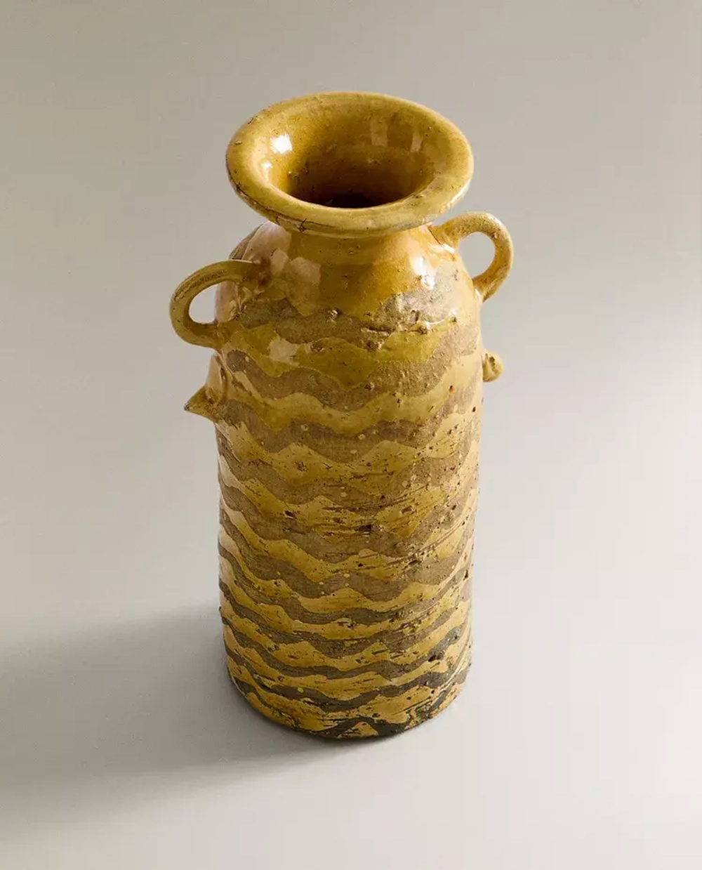 ZARA HOME УДЛИНЕННАЯ ВАЗА ИЗ КЕРАМИКИ, ЖЕЛТЫЙ