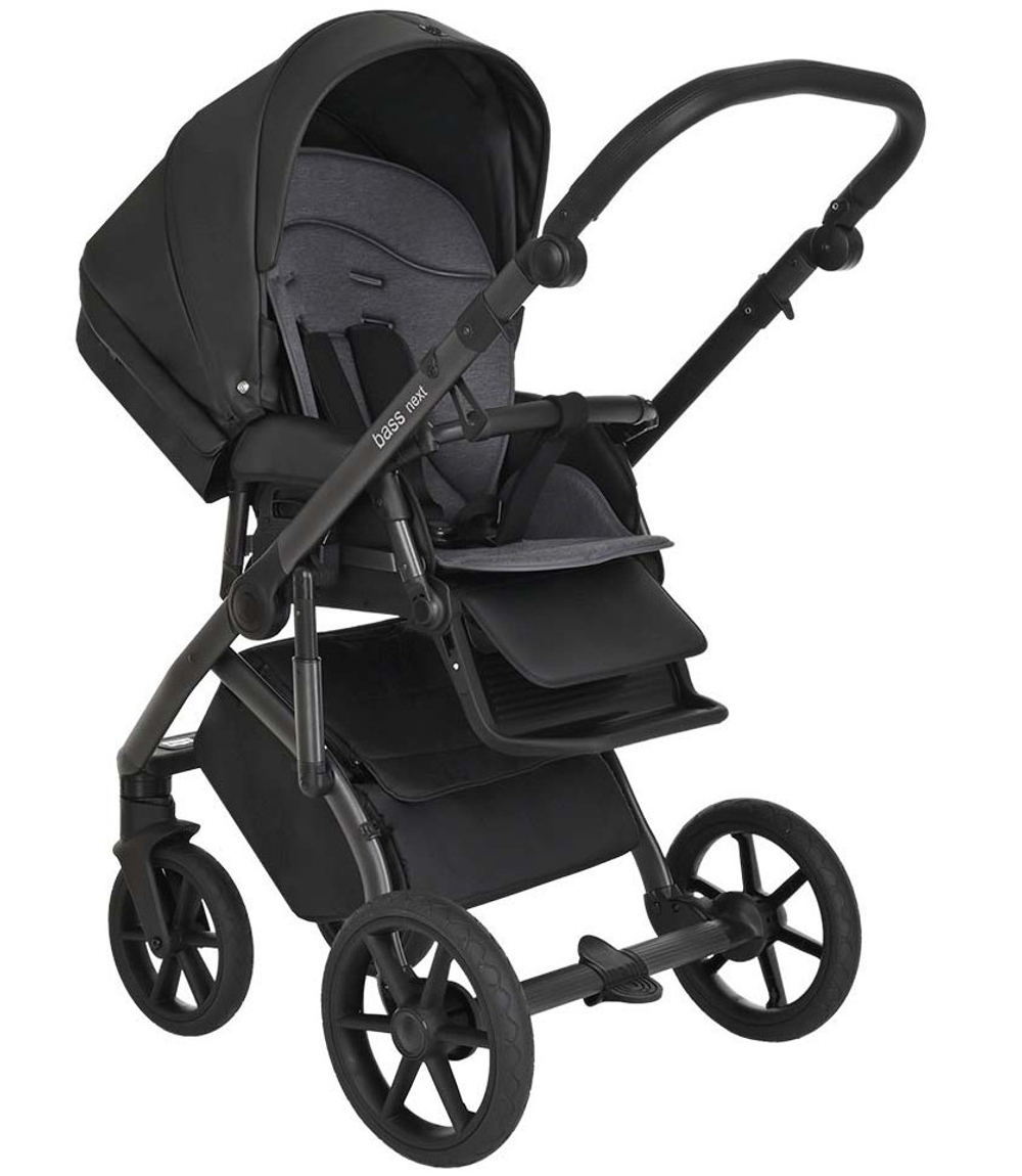 Детская коляска Roan Bass Next Кожа 2 в 1 RN088/1 Black/Black