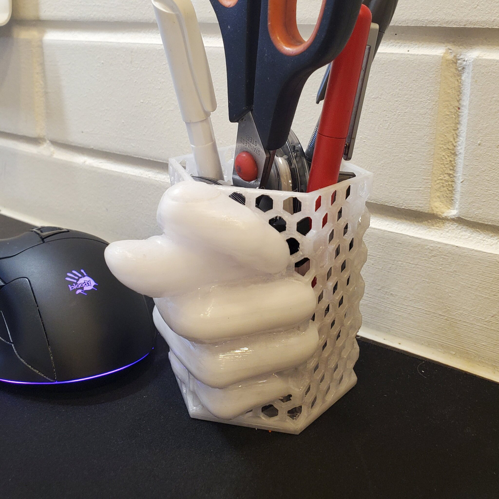 Подставка-шутка для карандашей Фига, Дуля, Кукиш, матово-прозрачная