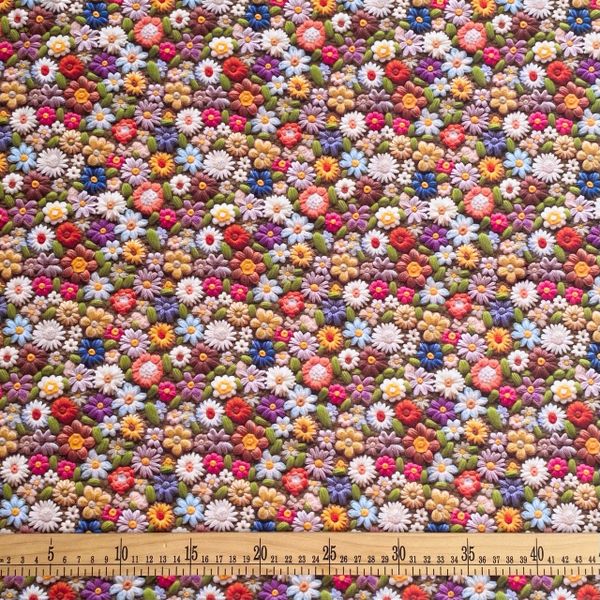 ИМИТАЦИЯ ЦВЕТОЧНОЙ ВЫШИВКИ #8, отрез 50 см 100% хлопок Handmade Fabrics 4