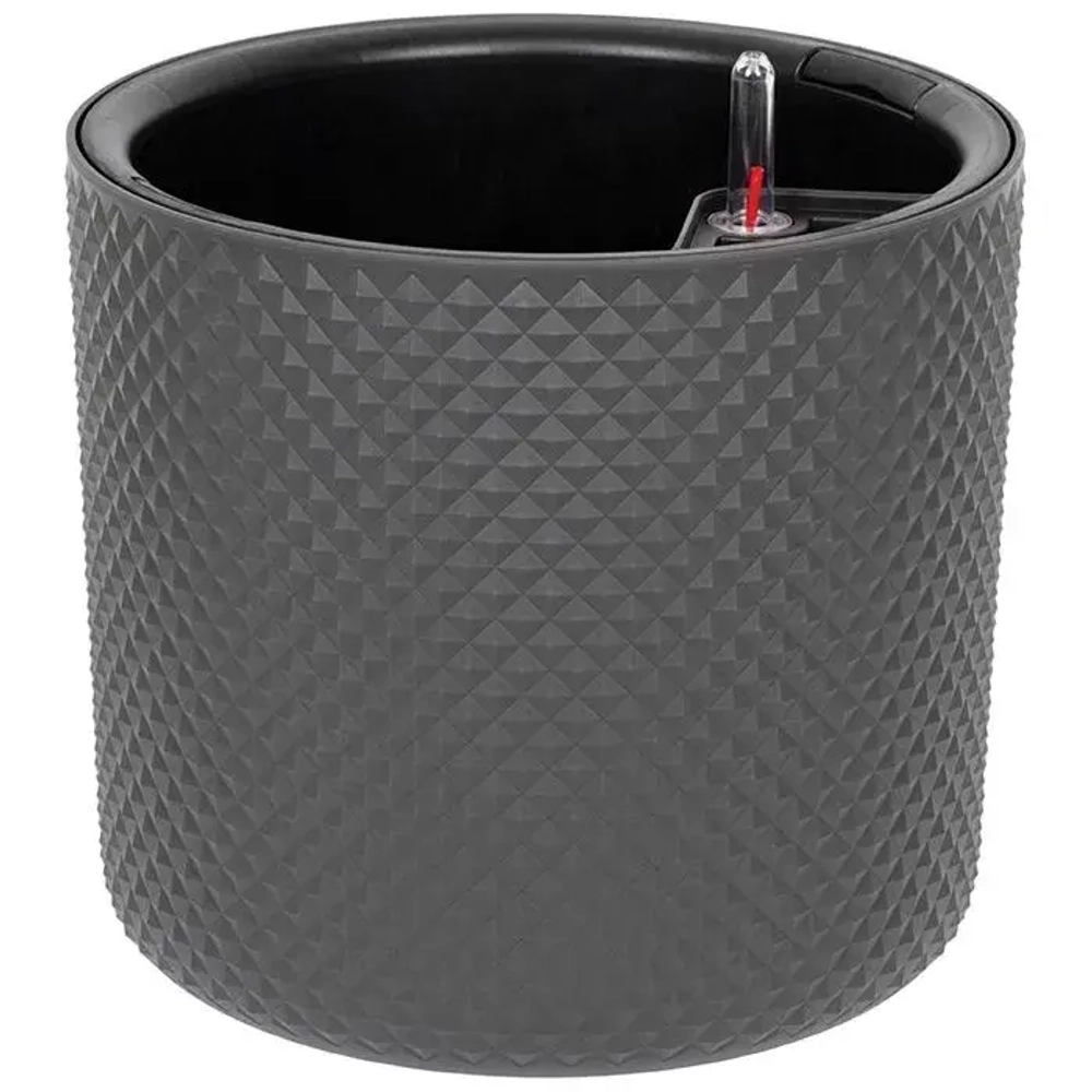 Кашпо ФАСЕТ D280мм с вставкой и с автополивом Графитовый