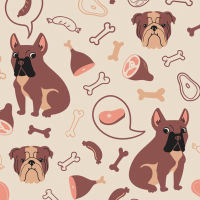 Собаки. Французский бульдог на бежевом фоне