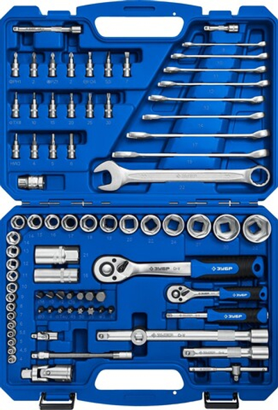 ЗУБР А-82, 82 предм.,(1/2″ + 1/4″), универсальный набор инструмента, Профессионал (27635-H82)