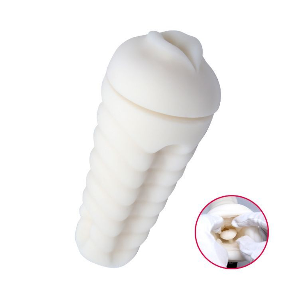 Мастурбатор-ротик в золотистой колбе с крышечкой (Цвет: золотистый)