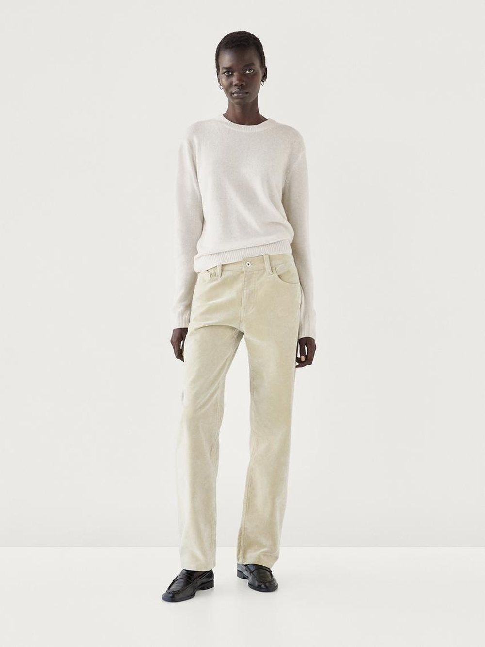 Massimo Dutti Свитер из 100% кашемира, натуральный, кремовый