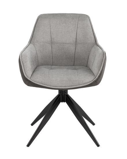 Стул мягкий обеденный с подлокотниками Helm серый спинка экокожа