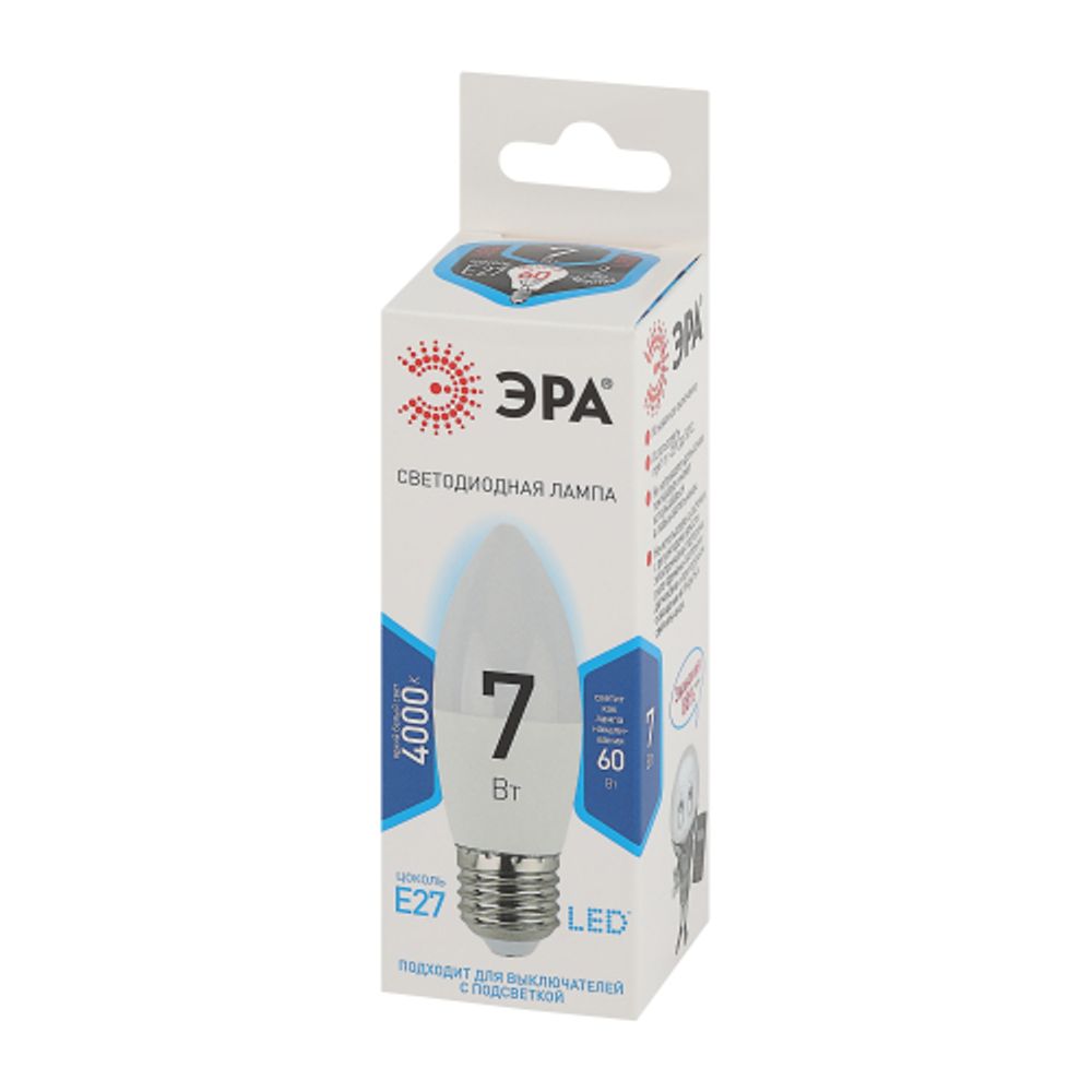 Лампочка светодиодная ЭРА STD LED B35-7W-840-E27 E27 / Е27 7Вт свеча нейтральный белый свет