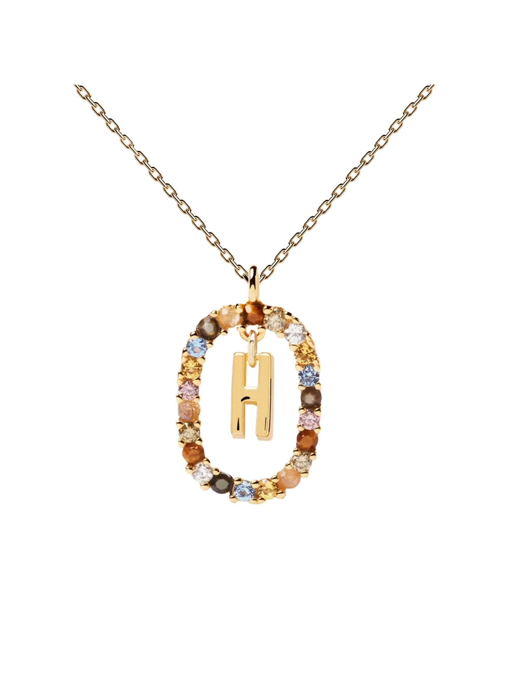 Колье Буква H серебро 925 пробы покрытое золотом