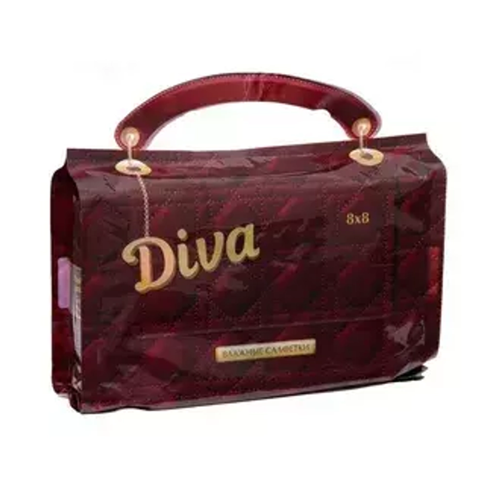 DIVA №8 Влажные салфетки Очищающие Универсальные MIX БОКС 8пачекХ8салфеток*8
