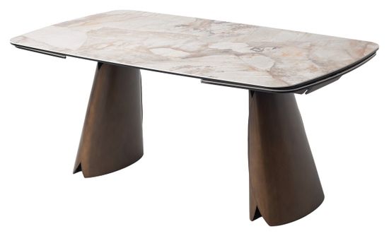 Стол IMBERT 180 GLOSS PATAGONIA, керамика на стекле/ брашированный каркас, цвет медный