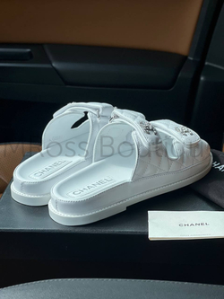 Женские сандалии Chanel Dad в белом цвете на липучках