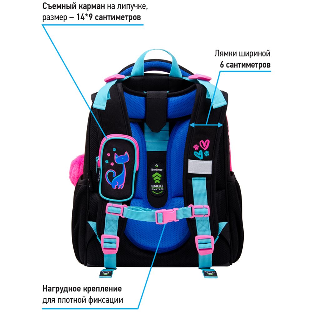 Ранец Berlingo Expert Say Meow 37х28х16см, 2 отд., с анатомической спинкой