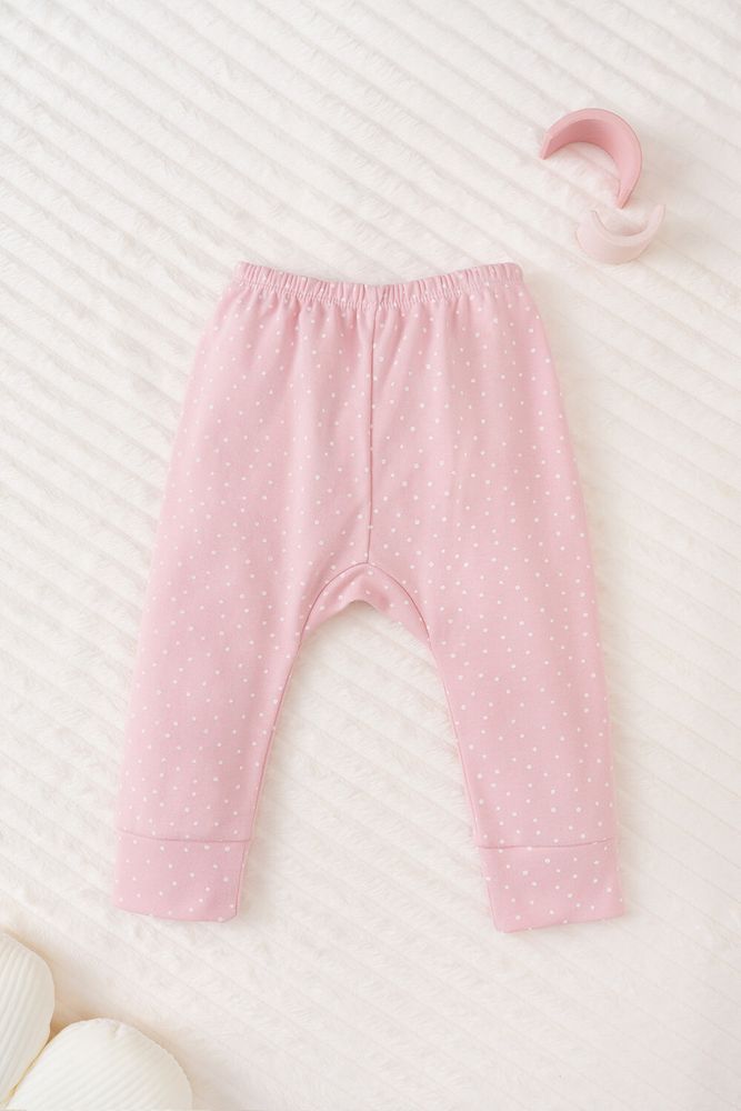 К 4718/горошки на розовом жемчуге брюки для девочки