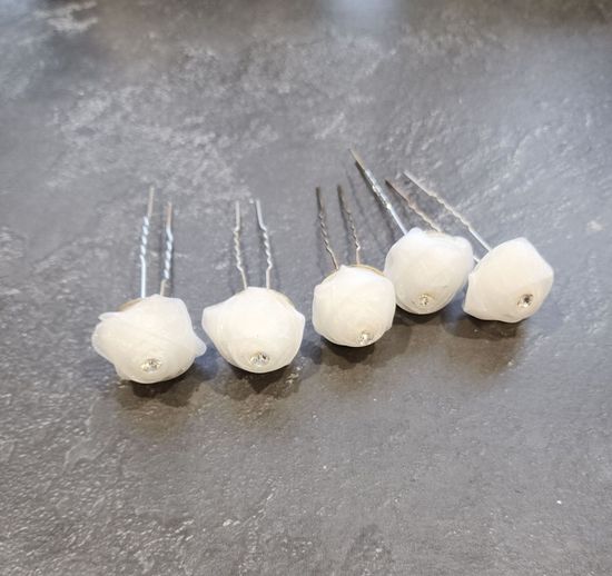 Набор шпилек "Розы" органза, 10 шт, белый