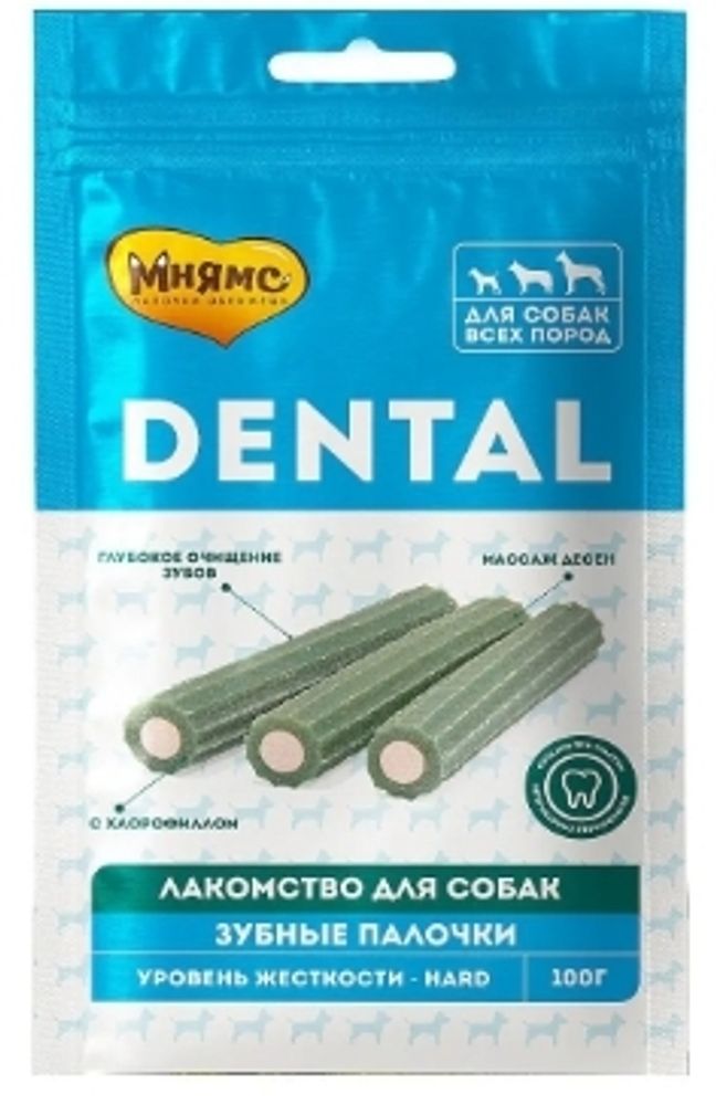 Лакомство для собак Мнямс 100г DENTAL Зубные палочки с хлорофиллом