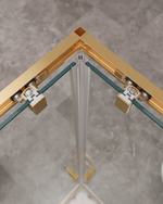 Душевой уголок Cezares MOLVENO-AH-21-90+20-C-BORO-IV, 110х90х195, профиль брашированное золото, прозрачное стекло