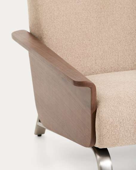 3-местный диван Amsen светло-коричневый с подлокотниками из шпона ореха