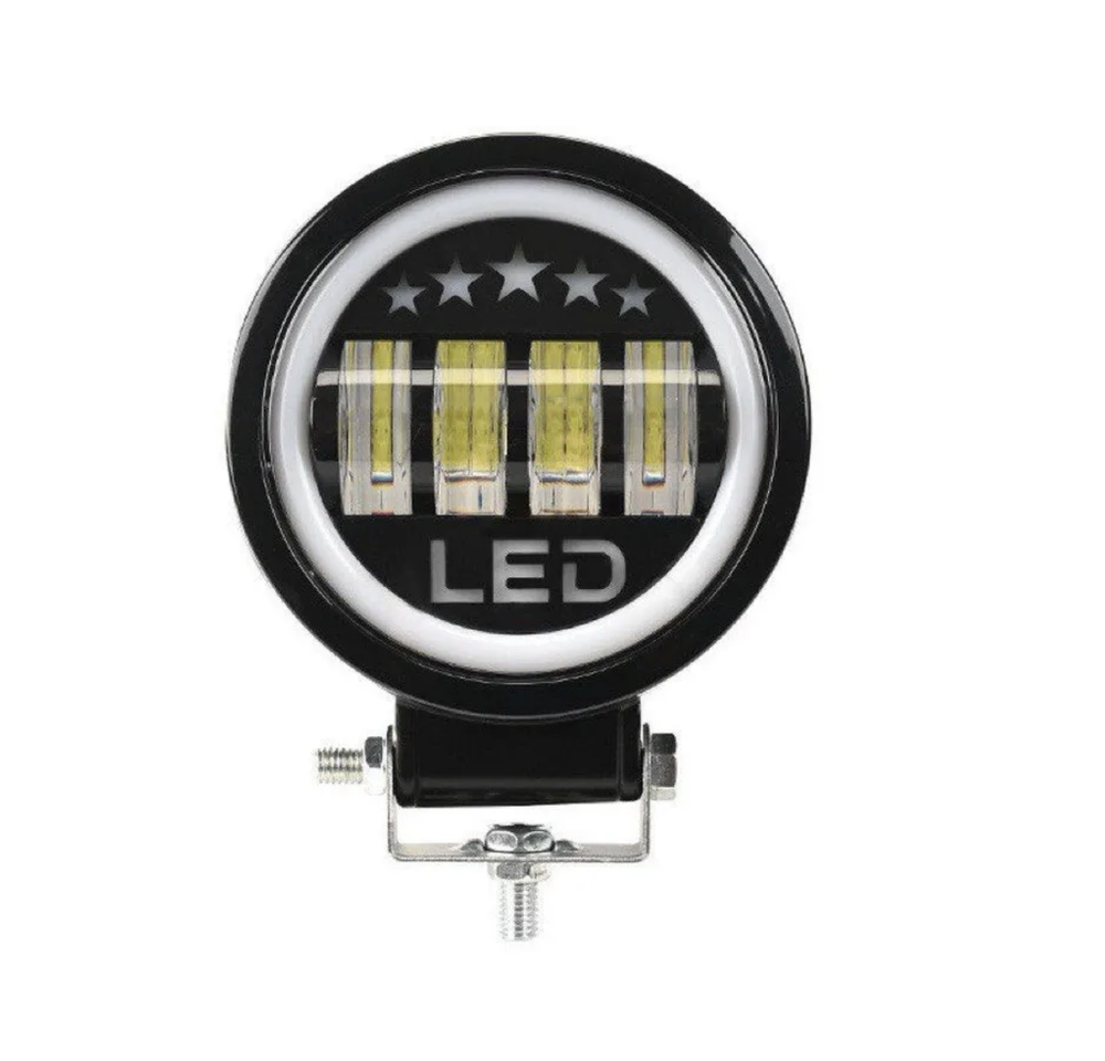Фара светодиодная LED 1 шт 5500 К 12 -24 V фара противотуманная ангельские глазки, 20 W , с линзой, с ДХО,