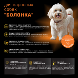 Корм сухой для взрослых собак породы Болонка, с индейкой, 800 гр, QUATTRO