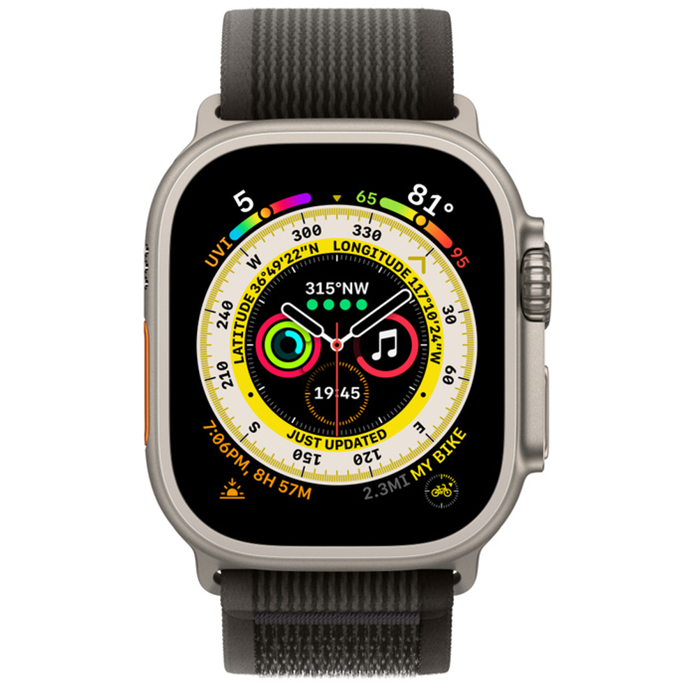 Apple Watch Ultra 49 mm Titanium Case with Black/Gray Trail Loop
