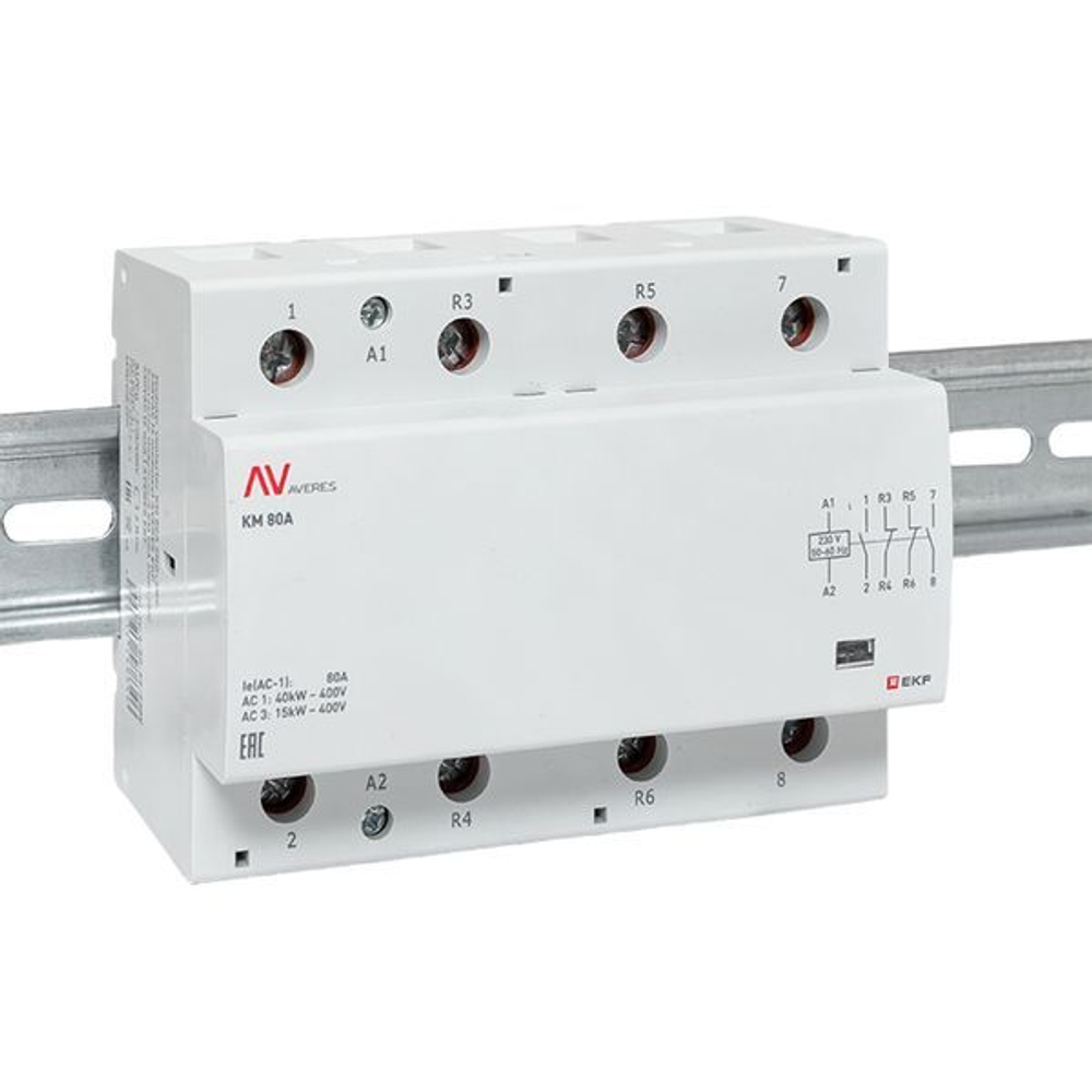 Контактор модульный EKF km-av-6-80-22-230V