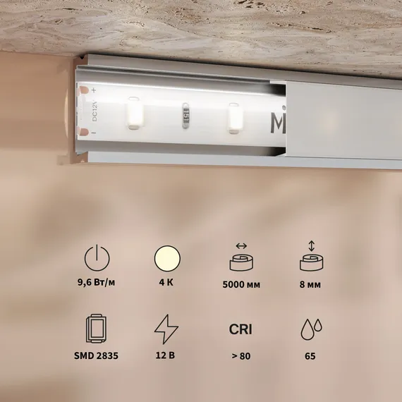 Светодиодная лента Базовая 12В 2835 9,6Вт/м 4000K 5м IP 65 201175 Led Strip 201175