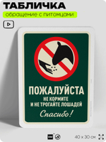 Табличка "Не кормите и не трогайте лошадей" на дверь и забор, для конюшни, фермы, деревни, 40х30 см, Silver Plane x Айдентика Технолоджи