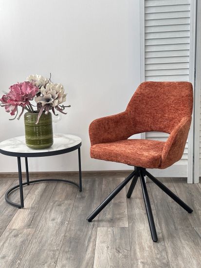 Стул NURI 180 град. поворот. 3018-09 терракотовый, шенилл/ черный каркас