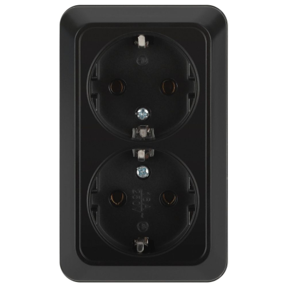 Розетка Intro Quadro 2-204-05 двойная с заземлением 2х2P+E Schuko 16А-250В IP20 ОУ антрацит