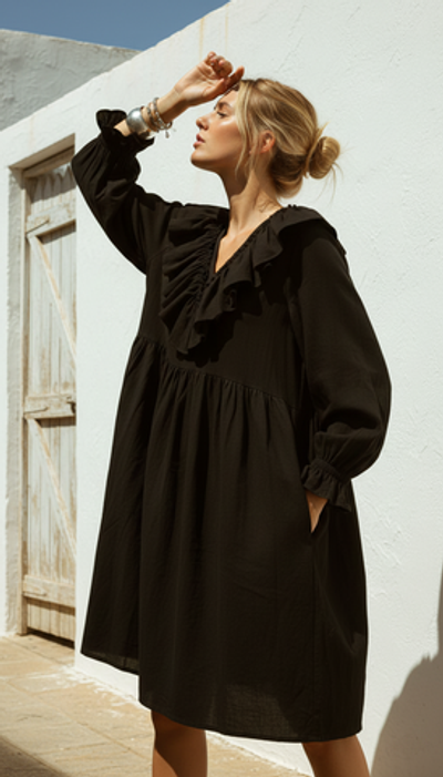 Свободное платье с воланами