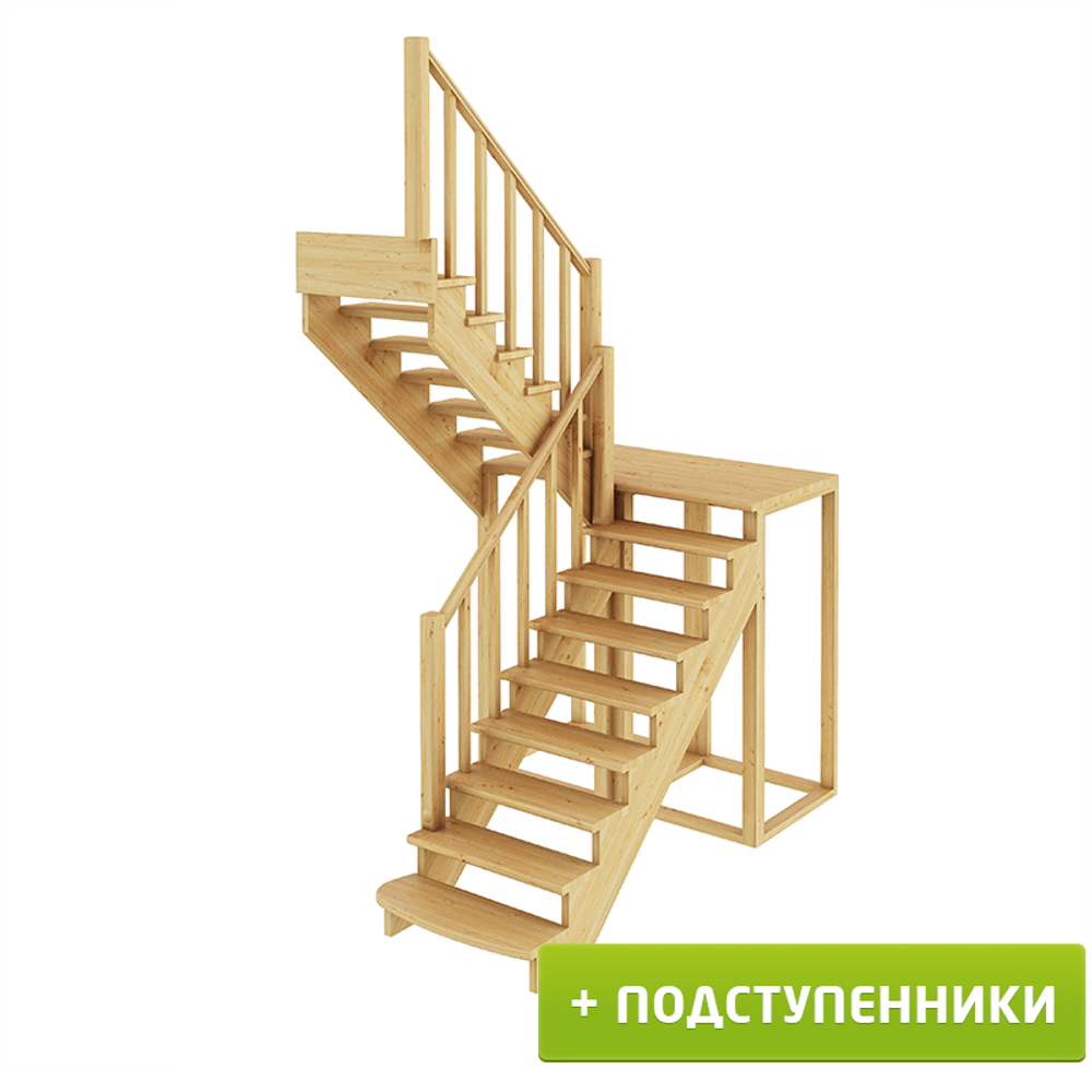 Лестница на второй этаж К-004м/2 Левая с подступенками