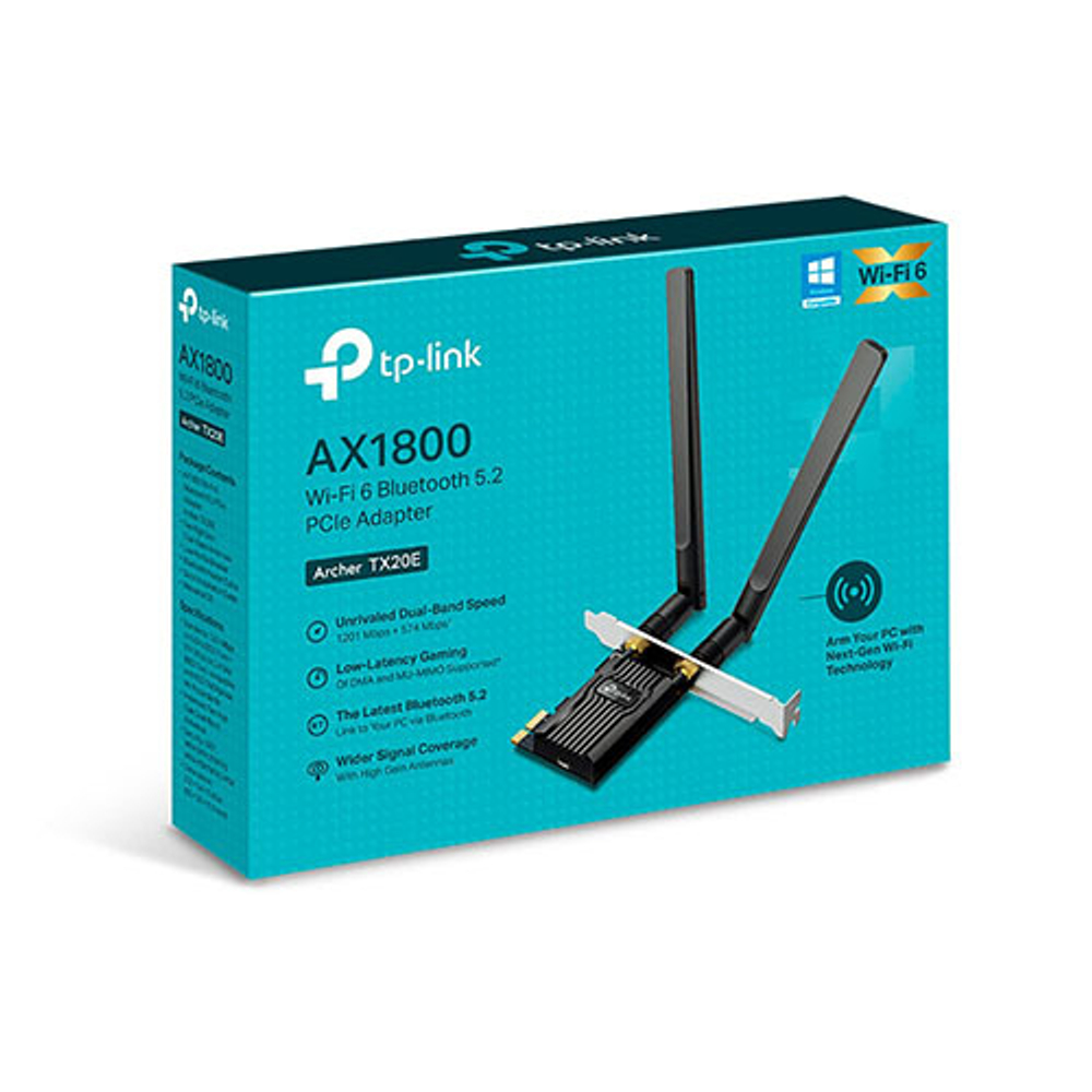 TP-Link Archer TX20E Двухдиапазонный адаптер PCIe с поддержкой Wi-Fi 6 и Bluetooth 5.2 AX1800