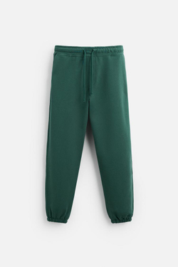ZARA БАЗОВЫЕ БРЮКИ-ДЖОГГЕРЫ, ЗЕЛЕНЫЙ